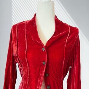 Red velvet button up top